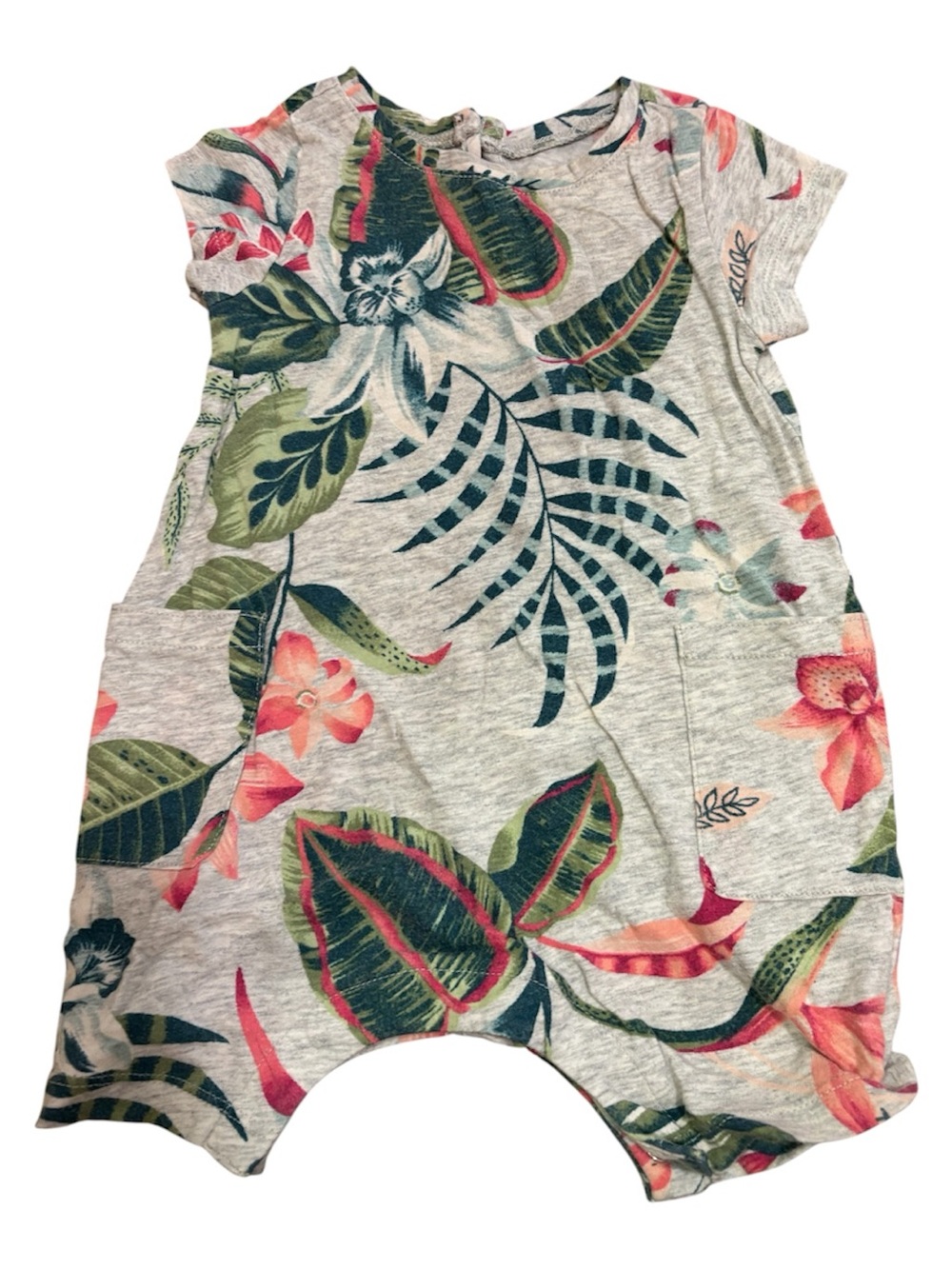 🟠Old Navy Baby Top with Green and Pink Leaf Print